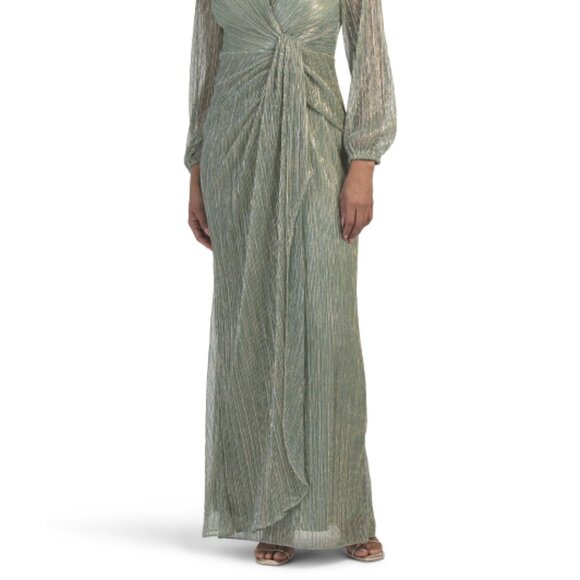 ADRIANNA PAPELL Long Sleeve Twist Front Gown - Picture 3 of 7